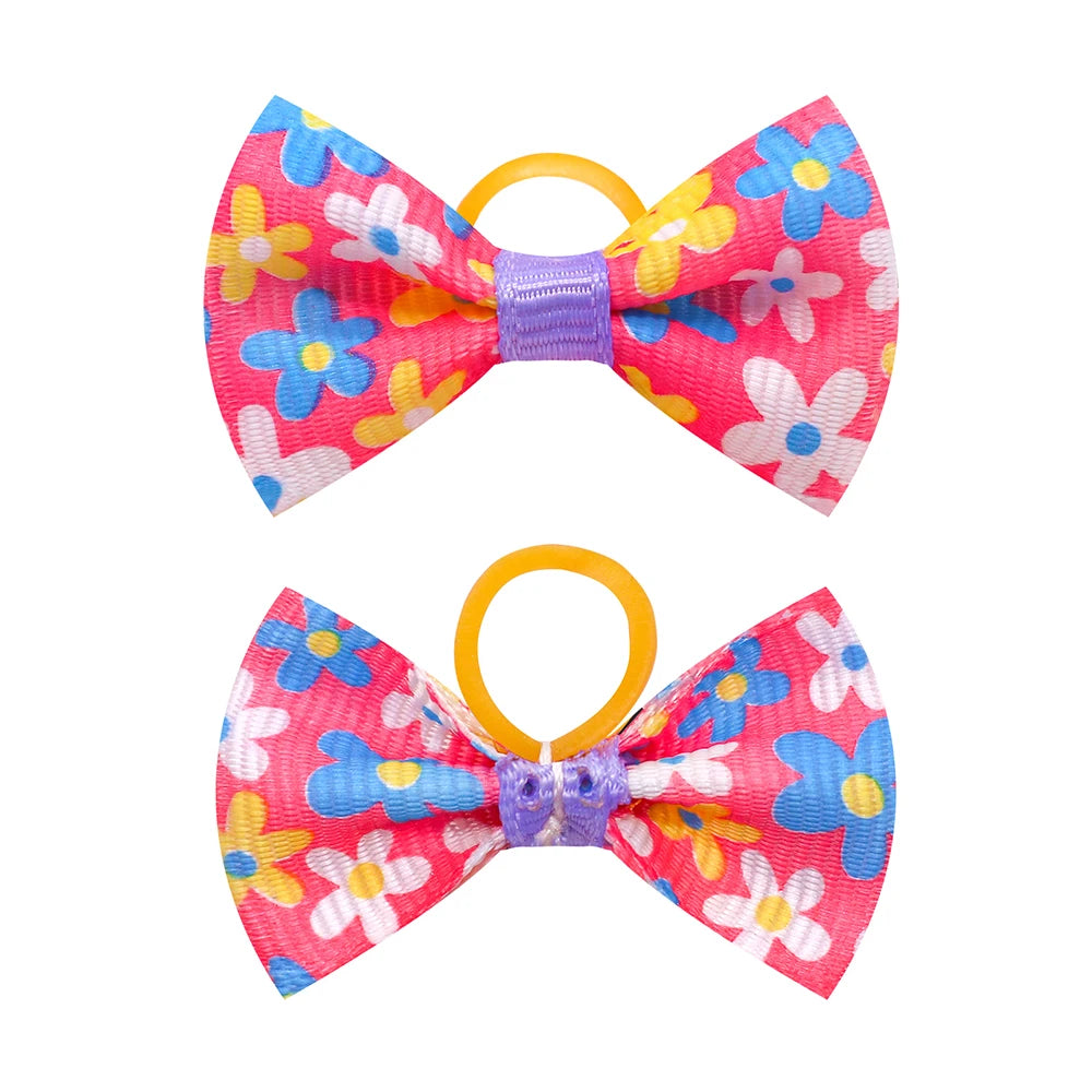 10/20pcs Dog Grooming Bows Mix Colours Cat Dog Hair Bows for Small Dog Grooming Pet Hair Accessories Rubber Bands Pet Supplies