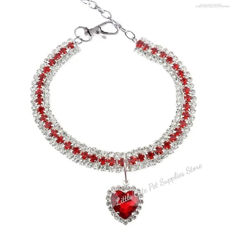 Kitten Diamante Collar Necklace for Cat Rhinestone Cute Bling Puppy Doggy Crystal Pendant Diamond Collar Pet Accessories