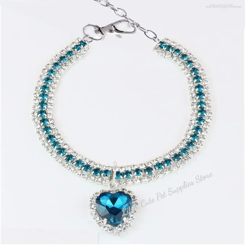 Kitten Diamante Collar Necklace for Cat Rhinestone Cute Bling Puppy Doggy Crystal Pendant Diamond Collar Pet Accessories