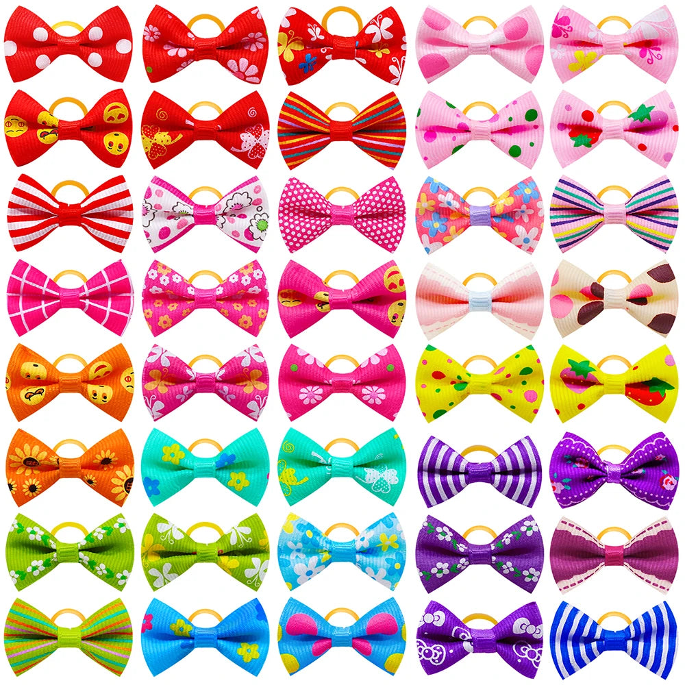 10/20pcs Dog Grooming Bows Mix Colours Cat Dog Hair Bows for Small Dog Grooming Pet Hair Accessories Rubber Bands Pet Supplies