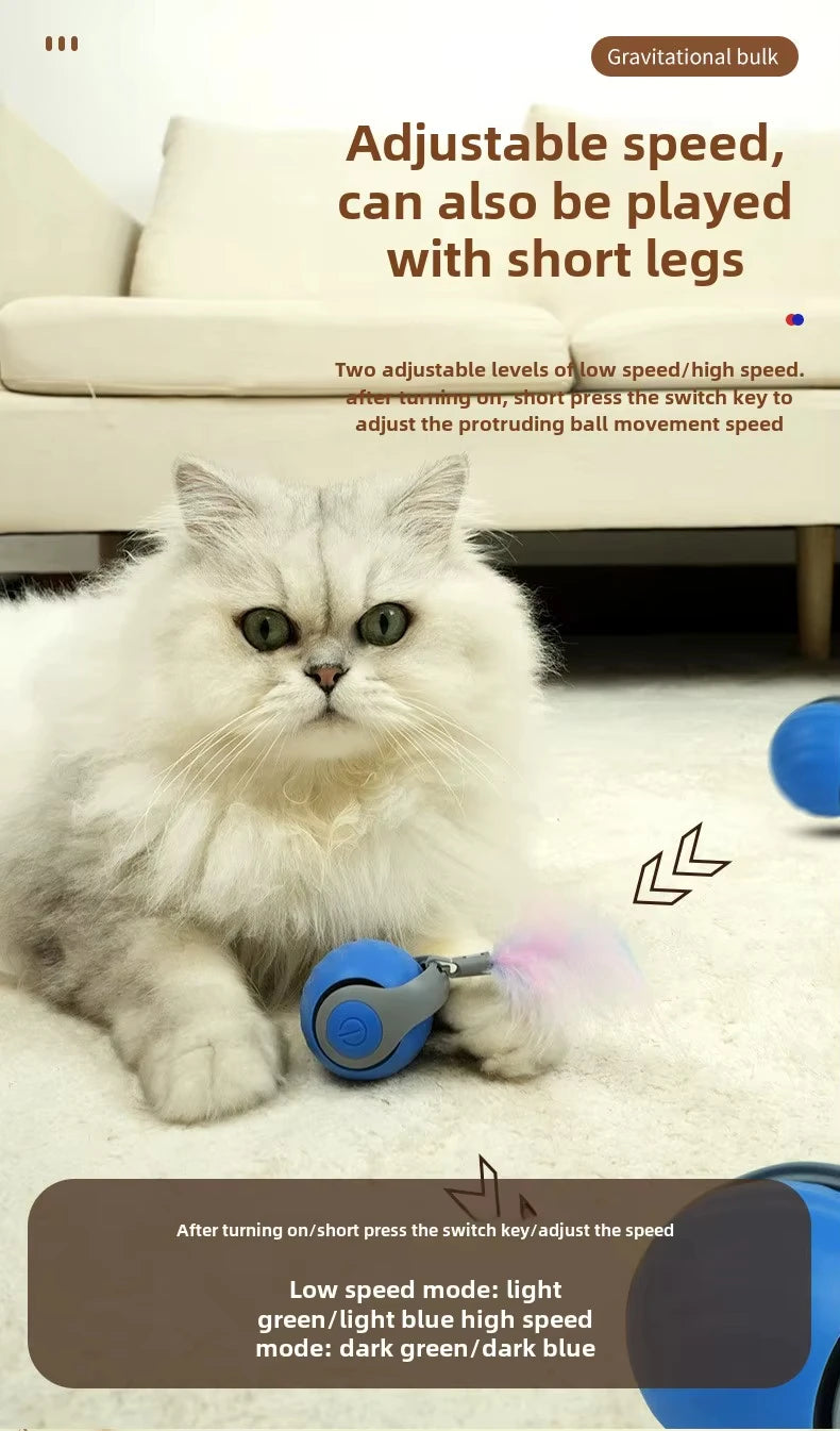 NewSpeedy Tail 2.0 Cat Toy, Speedy Tail Cat Toy, Interactive Cat Ball Toy, Smart Cat Toys Ball, Two Speed Adjustment, with Tail 