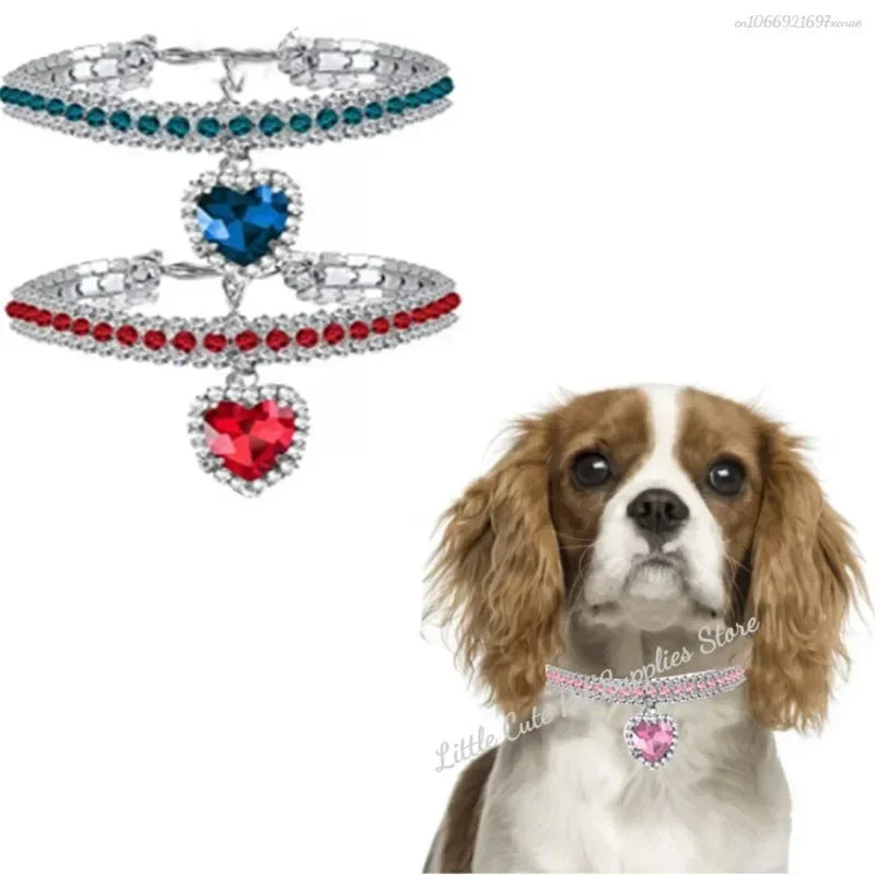 Kitten Diamante Collar Necklace for Cat Rhinestone Cute Bling Puppy Doggy Crystal Pendant Diamond Collar Pet Accessories