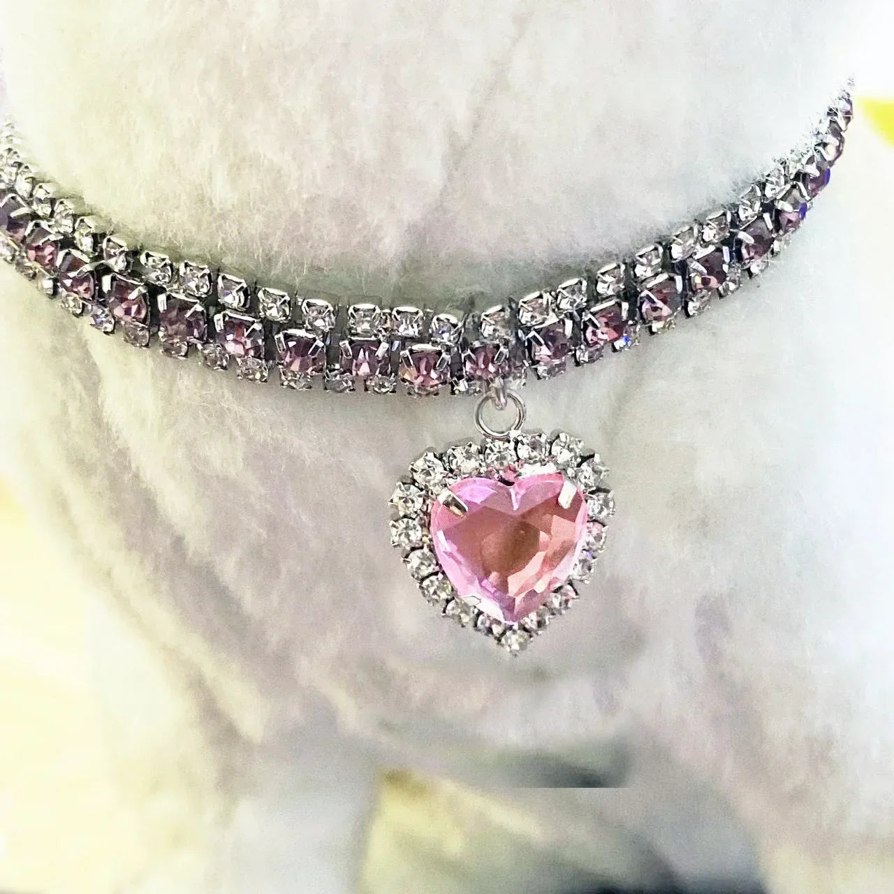 Kitten Diamante Collar Necklace for Cat Rhinestone Cute Bling Puppy Doggy Crystal Pendant Diamond Collar Pet Accessories