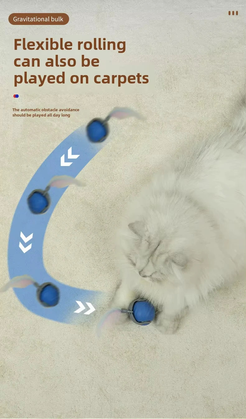 NewSpeedy Tail 2.0 Cat Toy, Speedy Tail Cat Toy, Interactive Cat Ball Toy, Smart Cat Toys Ball, Two Speed Adjustment, with Tail 
