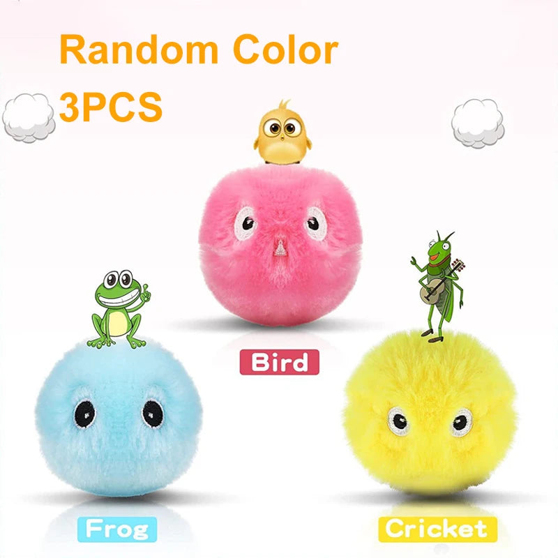 Automatic Cat Toy with Random Barking Sounds, Interactive Plush Ball for Boredom Relief & Exercise, Electric Pet Teaser Gift
